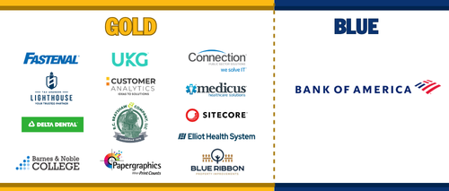 company logos of blue and gold sponsors