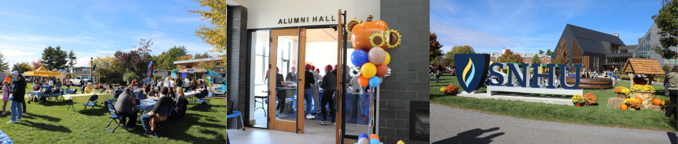3 images of campus during Homecoming