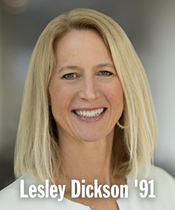 Lesley with blonde hair smiling 