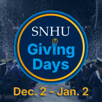 SNHU Giving Days logo with commencement photo