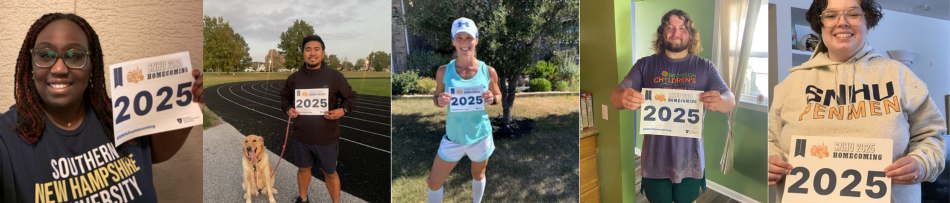 4 images of people smiling during virtual walk