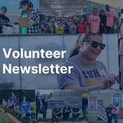 Collage containing images of people volunteering with the text Volunteer Newsletter