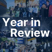 Collage of celebratory images with text Year in Review