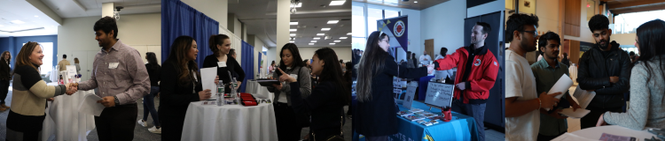 Collage of individuals networking at career events