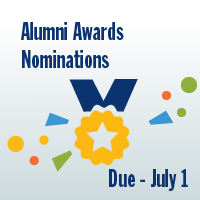 Event ad with text :Alumni Awards Nominations Due July 1