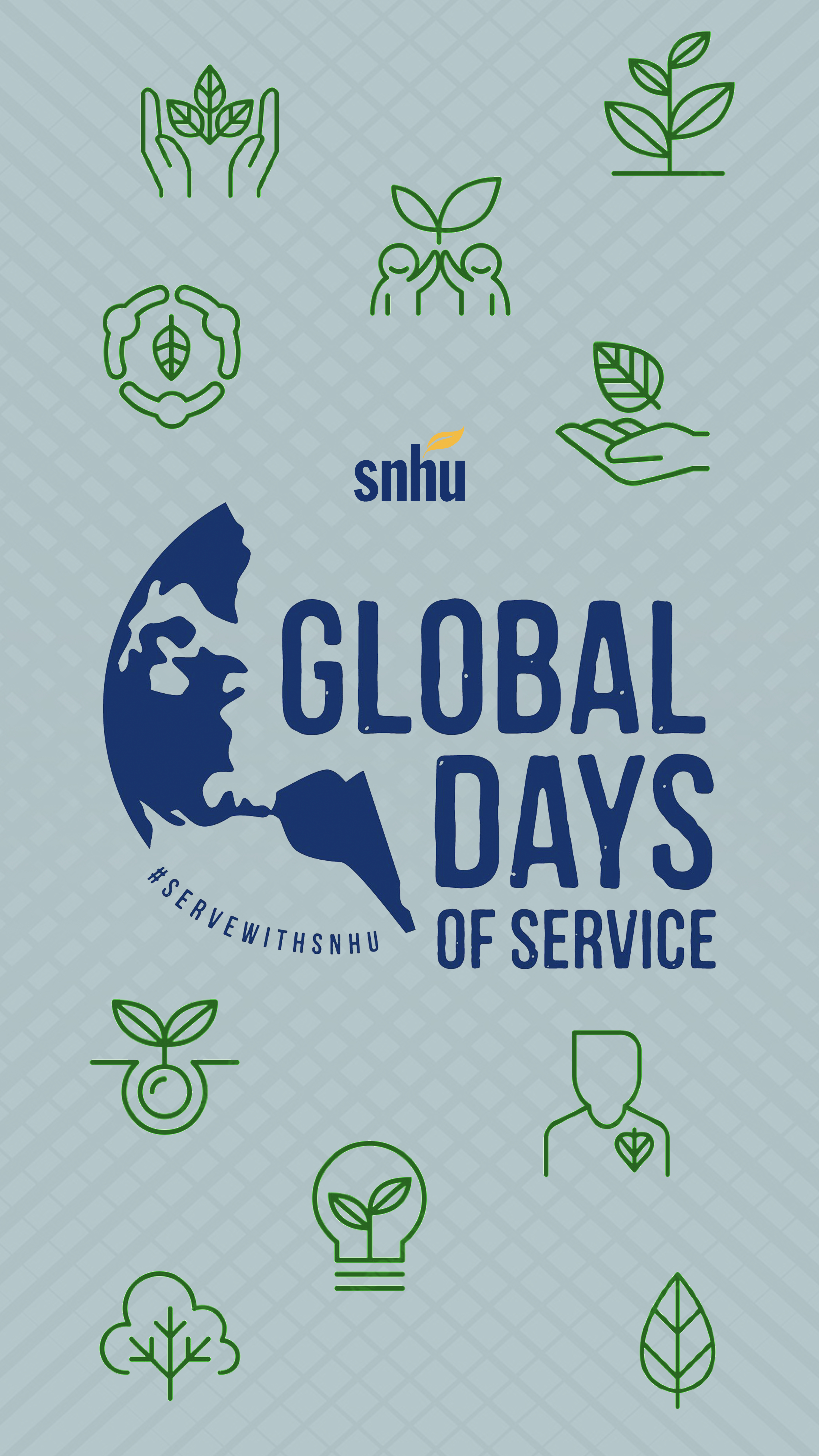 Environmental icons surround logo that reads SNHU Global Days of Service