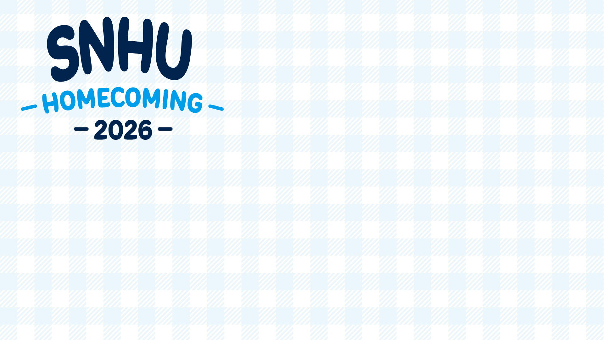 SNHU Homecoming logo with plaid background 