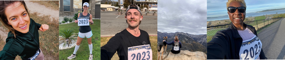 selfies of SNHU community members and dogs participating in the virtual 5k