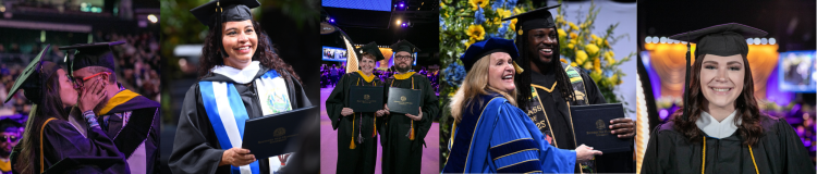 A collage of graduates at the Fall 2025 SNHU Commencement ceremony